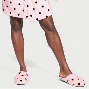 Victoria's Secret Pink and Black Polka Dot Slippers